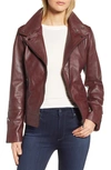 Bernardo Leather Moto Jacket In Deep Burgundy