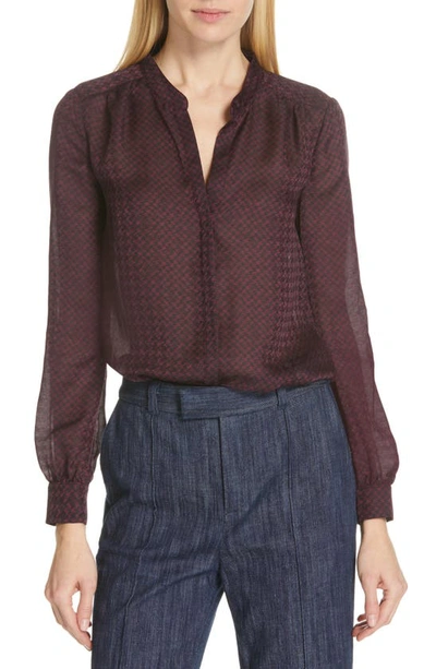 Joie Mintee Houndstooth Check Blouse In Blackberry