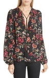 A.L.C ROYAN FLORAL PRINT SILK BLOUSE,5TOPS00472