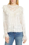 ULLA JOHNSON LUCIEN EMBROIDERED TULLE BLOUSE,HO180200