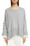 Y's Button Sleeve Sweater In Light Grey