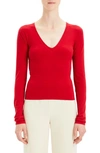 Theory V-neck Long Sleeve Cashmere Sweater In Peppercorn