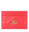 Gucci Gg Marmont Quilted Leather Cardholder In Hibis Red/hibis Red