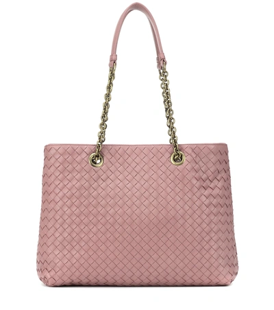 Bottega Veneta Intrecciato Leather Shoulder Bag In Pink