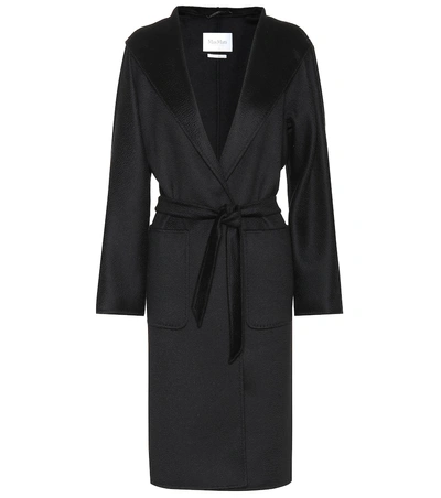 Max Mara Womens Black Lilia Belted Cashmere Coat 14