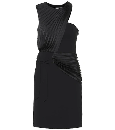 Victoria Victoria Beckham Layered Bow-detailed Pleated Twill And Crepe Dress In Black