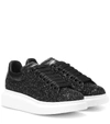 Alexander Mcqueen Oversized Embellished Leather Sneakers In Black