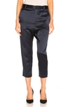 Nili Lotan Paris Cropped Silk-charmeuse Skinny Pants In Dark Navy