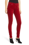 Ag The Farrah High Waist Velvet Jeans In Red Amaryllis