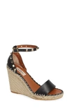 Valentino Garavani Rockstud Espadrille Wedge In Nero