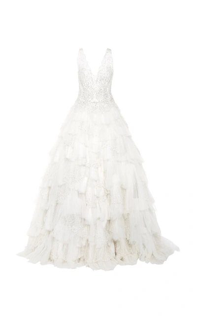 Isabelle Armstrong The Izzy Beaded Tulle Gown In White