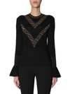 VERSACE SWEATER WITH RUFFLE SLEEVES,10774917