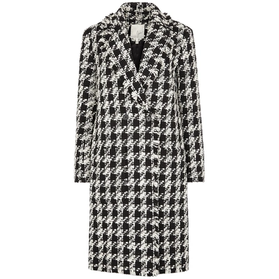 Joie Aubrielle Houndstooth Tweed Coat In Black And White