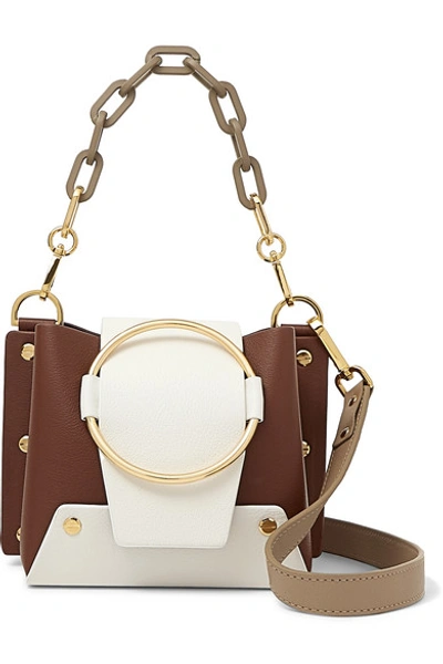 Yuzefi Delila Mini Colour-block Textured-leather Shoulder Bag In Brown