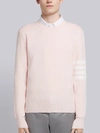 THOM BROWNE LIGHT PINK MILANO STITCH COTTON 4-BAR CREW NECK PULLOVER,MKA202A0021913010095