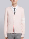 THOM BROWNE LIGHT PINKMILANO STITCH COTTON 4-BAR V-NECK CARDIGAN,MKC171A0021913010174