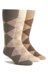Polo Ralph Lauren 3-pack Argyle Socks In Lt Coffee/ Bone White/ Tobacco