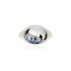 NO 13 Snow Agate Horizontal Signet Ring Silver