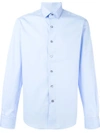 Lanvin Grosgrain Placket Trim Poplin Shirt In Blue