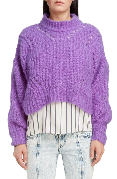 Isabel Marant Puff Sleeve Mohair & Wool Blend Sweater In Fuxia