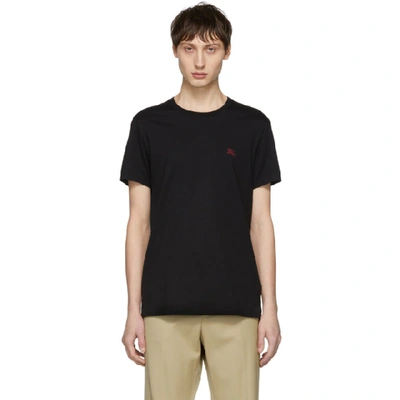 Burberry Logo-embroidered Crew-neck Cotton T-shirt In Black