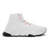 BALENCIAGA BALENCIAGA WHITE TEXTURED SPEED HIGH-TOP SNEAKERS