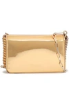PACO RABANNE WOMAN EMBELLISHED MIRRORED FAUX PATENT-LEATHER CLUTCH GOLD,GB 7668287966290466