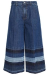 SONIA RYKIEL SONIA RYKIEL WOMAN COLOR-BLOCK DENIM CULOTTES MID DENIM,3074457345619979826