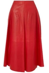 JIL SANDER LEATHER MIDI SKIRT,3074457345619870826