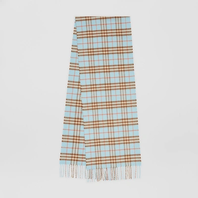 Burberry The Classic Vintage Check Cashmere Scarf In Pale Peridot Blue