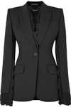 ALEXANDER MCQUEEN LACE-TRIMMED WOOL-BLEND CREPE BLAZER