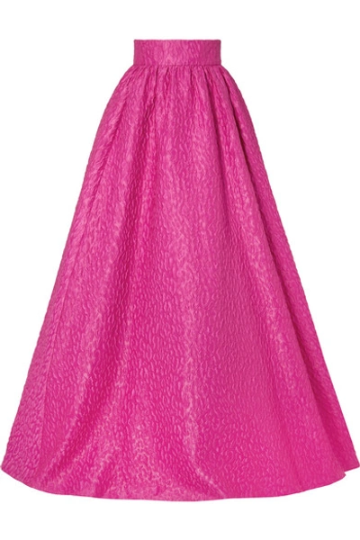 Brandon Maxwell Cloqué Maxi Skirt In Fuchsia