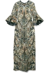 CHLOÉ RUFFLED SILK-BLEND JACQUARD DRESS