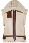 CHLOÉ SUEDE AND LEATHER-TRIMMED SHEARLING VEST