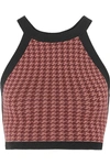 NAGNATA CROPPED HOUNDSTOOTH OPEN-BACK TECHNICAL STRETCH-ORGANIC COTTON TOP