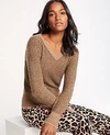 ANN TAYLOR PETITE SHIMMER V-NECK SWEATER,487838