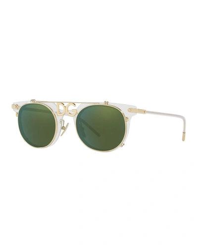 Dolce & Gabbana Dg-bridge Round Sunglasses In Green