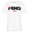 FENDI FENDI MANIA COTTON T-SHIRT,P00357057
