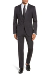 Hugo Boss Helward/genius Slim Fit Solid Three Piece Wool Suit In Dark Grey