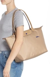 Longchamp Le Pliage Club Large Nylon Shoulder Tote Bag In Beige