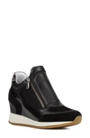 Geox Nydame Wedge Sneaker In Black/ Black Leather