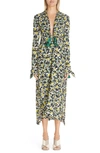 PROENZA SCHOULER FLORAL PRINT KNOTTED MIDI DRESS,R1913048BYP4321199
