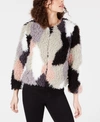 1.STATE PATCHWORK CURLY FAUX-FUR CROPPED COAT