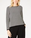 EILEEN FISHER ORGANIC COTTON STRIPED BOAT-NECK TOP, REGULAR & PETITE