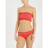 Tory Burch Costa Ruffle-trimmed Bandeau Bikini Top In Poppy Red / New Ivory