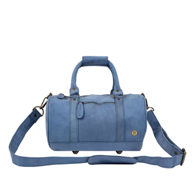 Mahi Leather Mini Duffle Handbag In Pastel Blue Suede