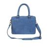 MAHI LEATHER Suede Leather Oxford Zip-Up Satchel Briefcase Bag In Vintage Blue