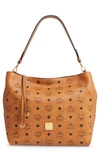 Mcm Medium Klara Visetos Coated Canvas Hobo - Brown In Cognac