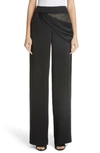 Monse Sequin-panel Draped Wide-leg Stretch-wool Pants In Black/ Gun Metal