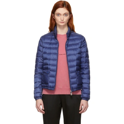 Moncler Quilted Shell Down Jacket In Blue